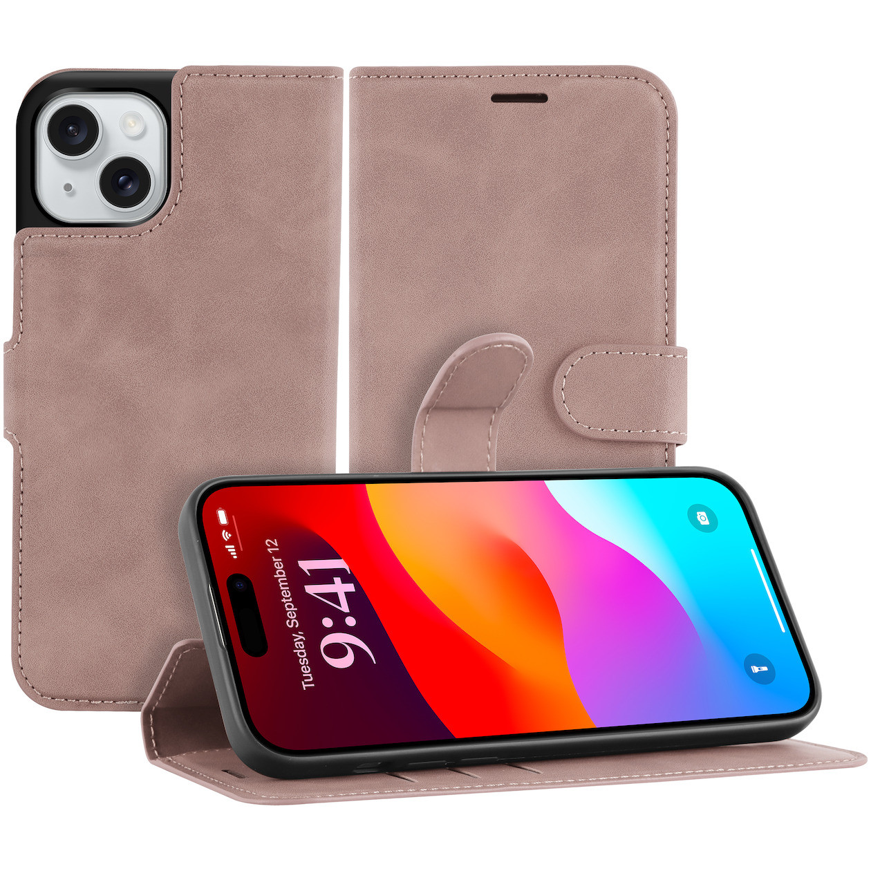 Just in Case Premium Wallet Case voor Apple iPhone 15 - Roze