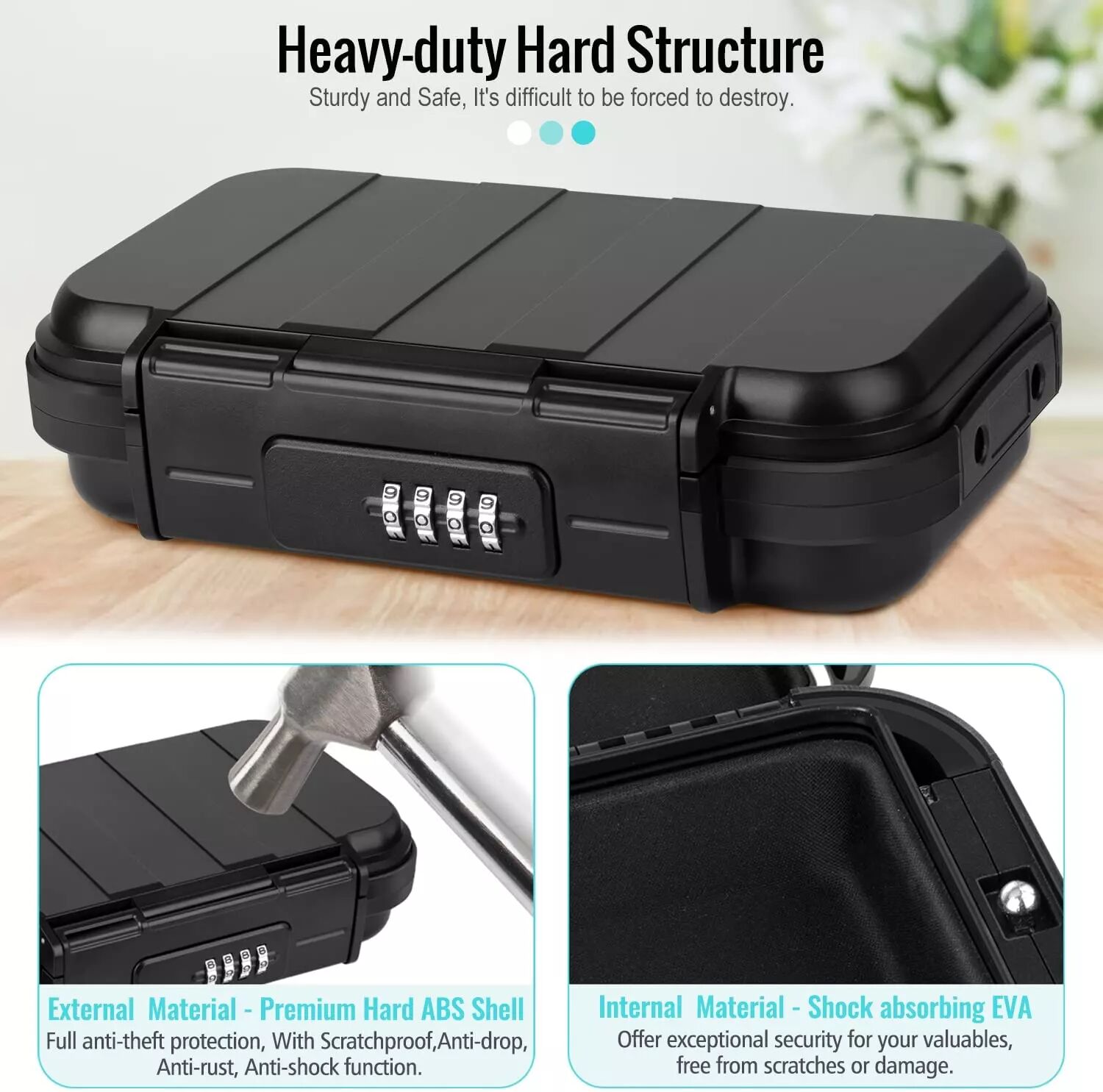 INF Coffre-fort portable étanche avec code et câble