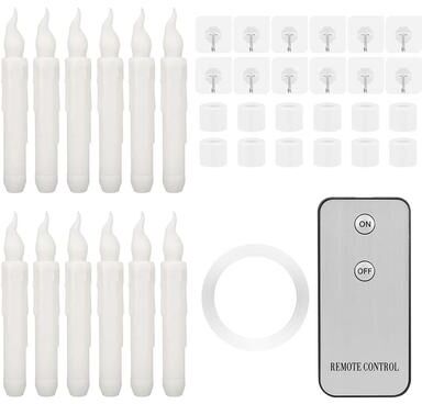 Inspired Living Remote Control LED Floating Taper Candles 12 Or 24 Pack Flameless Flickering Candles For Hanging Holiday Decor 12pcs Remote Set