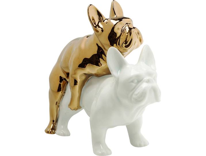 Dekofigur KARE DESIGN Deko Figur Love Dogs Gold , gold (goldfarben), B:10,8cm H:17,2cm T:19,5cm, Porzellan, Dekofiguren, Dekofigur