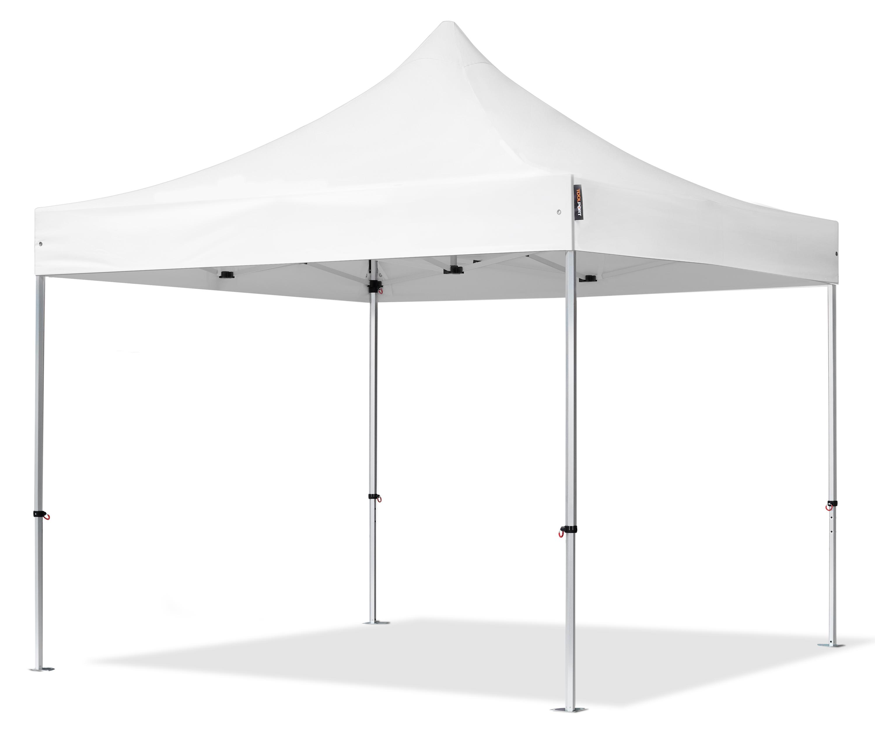 TOOLPORT 3x3m Aluminium Faltpavillon, ohne Seitenteile, weiß