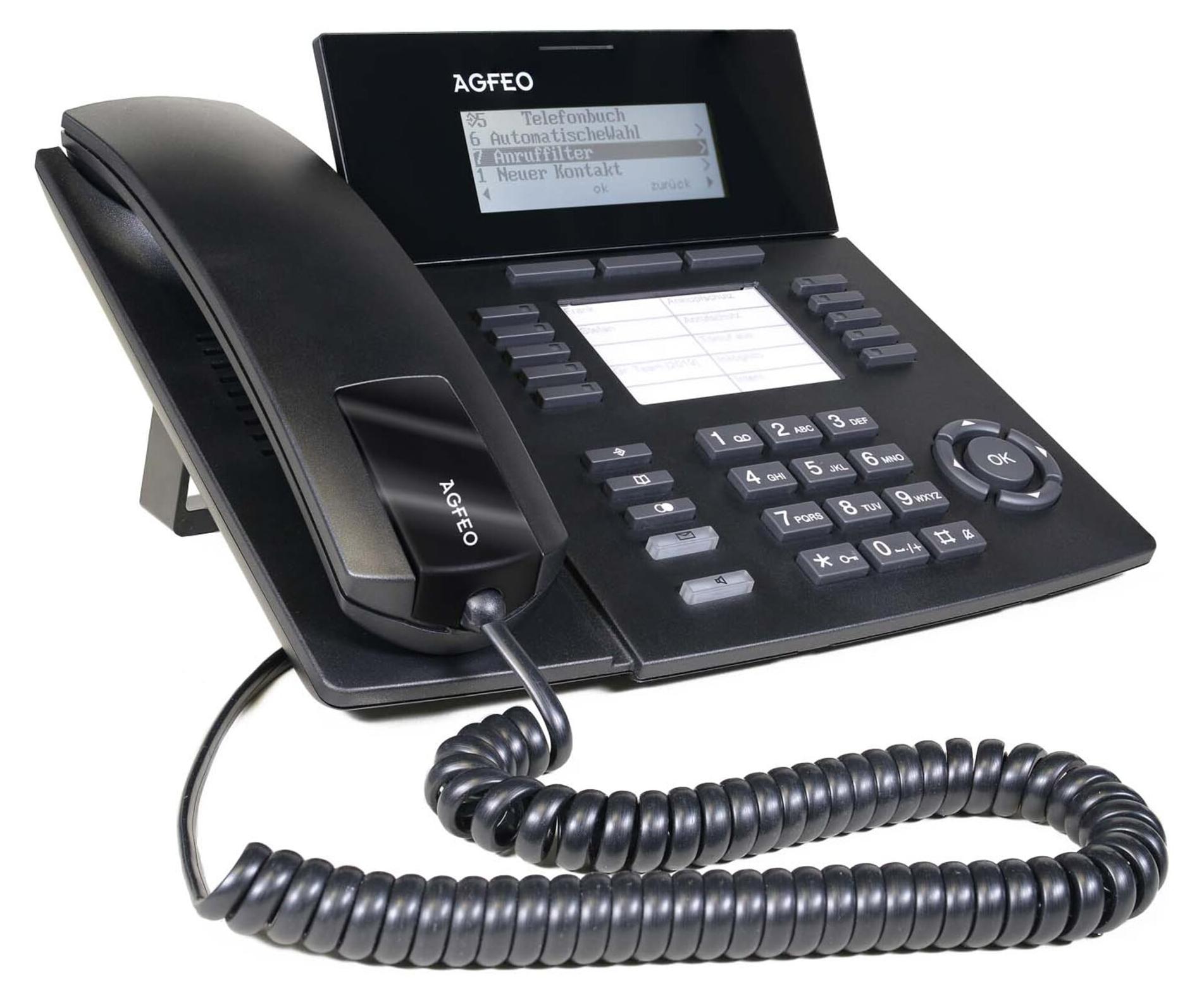 AGFEO ST 53 IP, IP-Telefon, Schwarz, Kabelgebundenes Mobilteil, 5000 Eintragungen, 235 mm, 210 mm