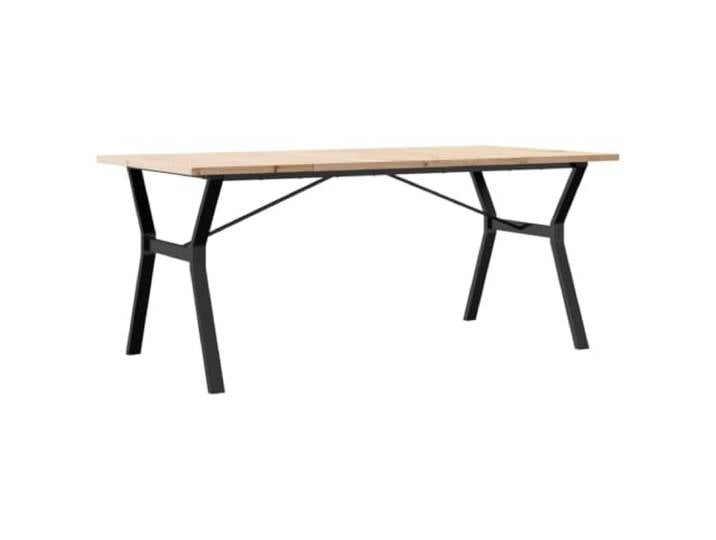HAQWRDQSG Esstisch Kiefer Massivholz 180x90 cm Y-Stahlgestell Großzügiger Dinning-Tisch für Esszimmer und Küche, unbehandelte Holzoberfläche mit robuster Metallbasis für Familie.