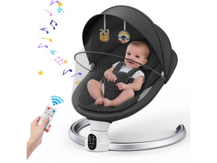 Chaise à bascule électrique contrôlée par application, berceaux électriques pour bébé de moins de 6 mois, 5 vitesses de balançoire, 10 mélodies