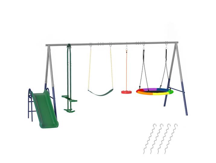 Aiyaplay Schaukelgestell Stahl Hdpe Mehrfarbig, Mehrfarbig, Metall, 196x203x382 cm, unisex, Freizeit & Co, Gartenspielzeug