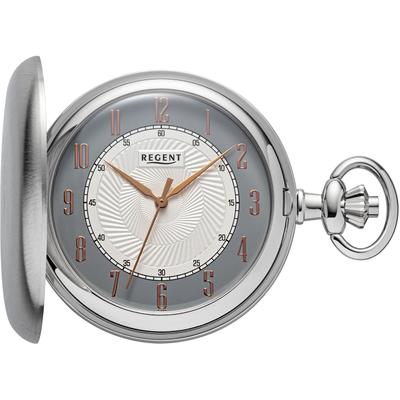 Taschenuhr REGENT "P728", silber (silberfarben), Taschenuhren, Damen, Taschenuhr, Quarzuhr, Herrenuhr, Acrylglas