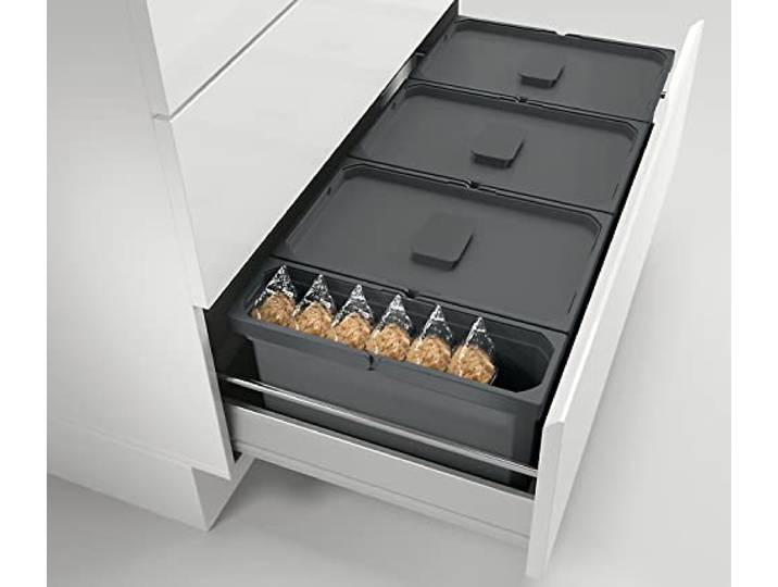 Abfallsorter Cox Box 220/900-3 Anthrazit mit 3-fach Trennung für 90 cm Schrankbreite, 44,5 (3x13 + 1x5,5) Liter/Abfalleimer/Mülleimer