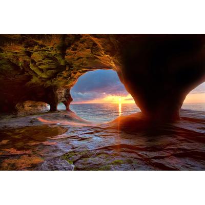 Fototapete PAPERMOON "Sea Caves Lake Superior", bunt, B:3m L:2,23m, Vlies, Tapeten