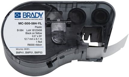 Brady MC-500-584-YL Etiquetas de plástico de 12,7 mm x 6,1 m