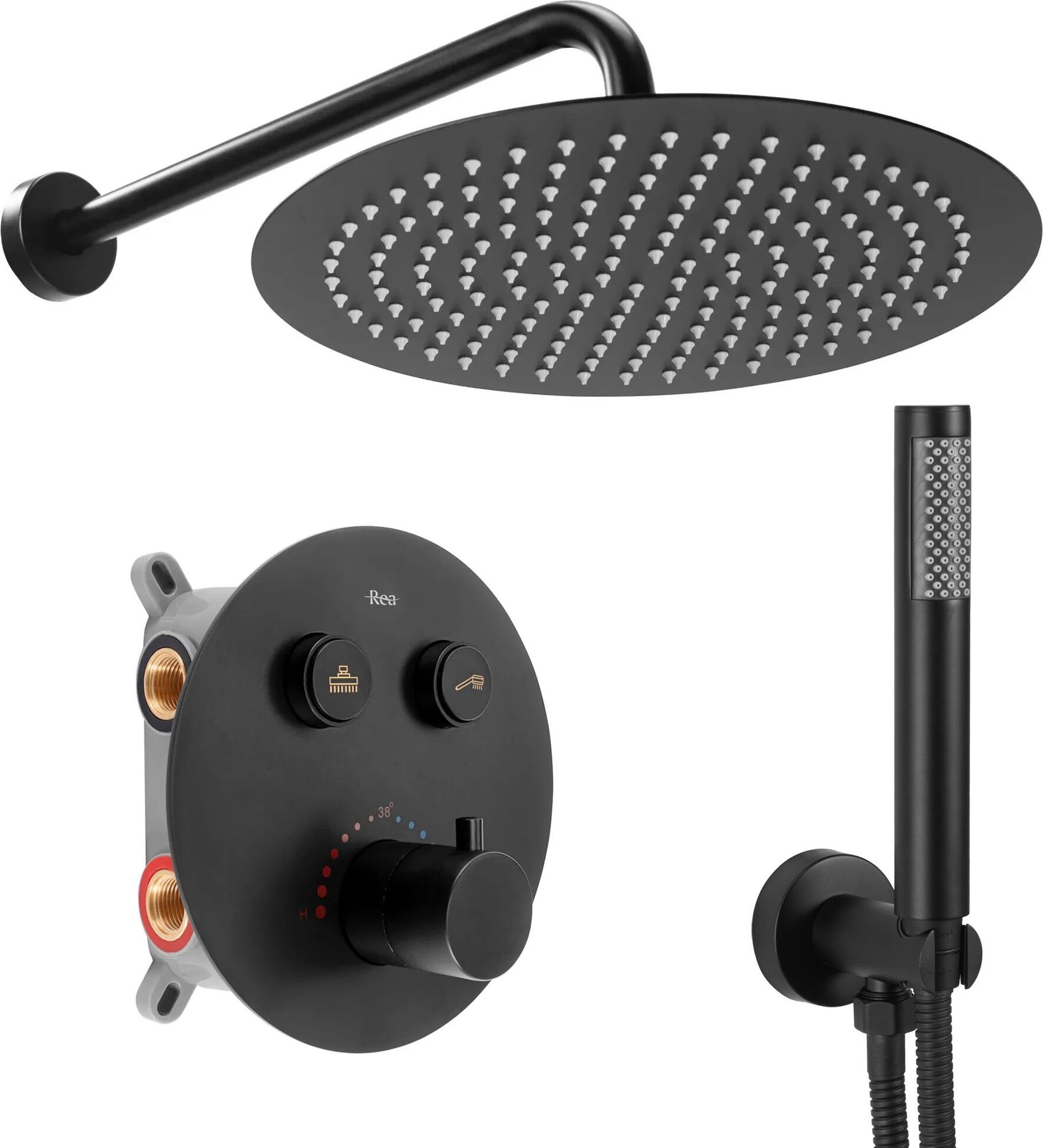 Rea Duschgarnitur Lungo Termostat Black