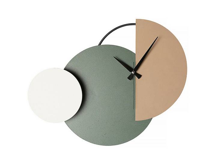 Wanduhr, Braun, Creme, Grün, Metall, 47x31x10 cm, Dekoration, Uhren, Wanduhren