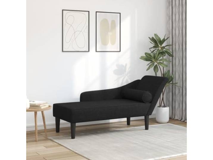 HKPWRBFG Chaiselongue - Recamiere mit Kissen, Schwarz, Stoff/Holz Ergonomische Liegeform, Stabile Holzkonstruktion, Wohnzimmer-Entspannung