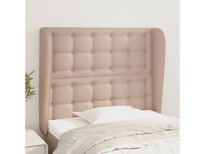 KTHLBRH Kopfteil aus Kunstleder, Cappuccino, 103 x 23 x 118/128 cm, mit Beinen aus Lärchenholz, klassisches Design, höhenverstellbar, zur Unterstützung der Rückenlehne, Material