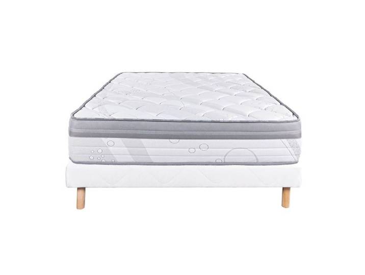 REINALD - Ensemble Matelas Ressorts Ep.26cm + Sommier Tapissier Blanc 160x200 cm