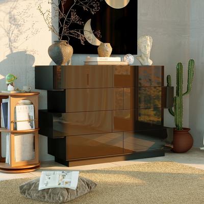 Famapy High Gloss White Eight-Drawer Dresser with Modern Design and Storage Chest