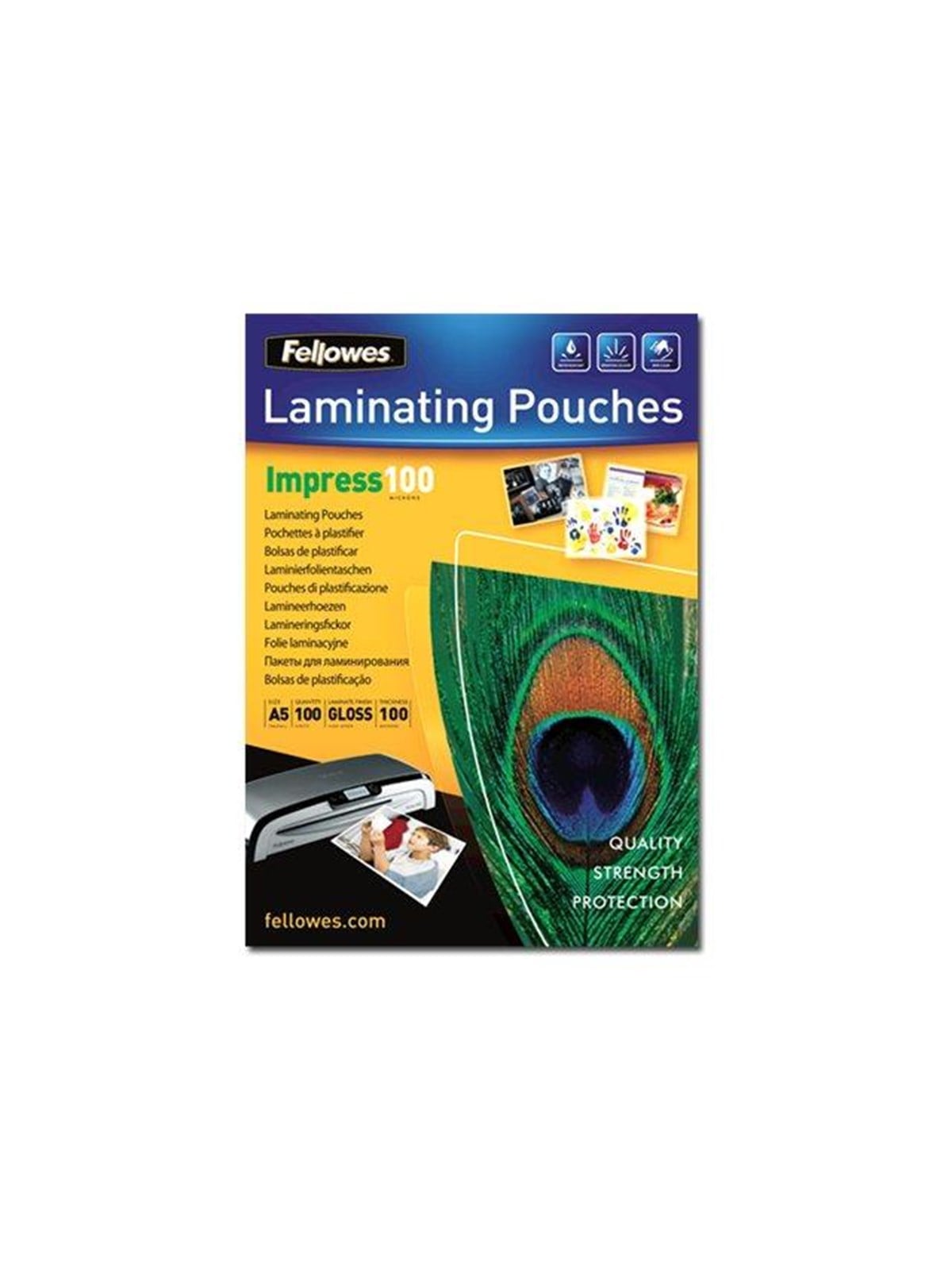 Fellowes A5 glänzende Laminierfolie 100 Mikron - 100er Pack