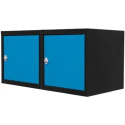 Proregal Mega Deal | 2x Schließfachwürfel Blocky mit Drehriegelschloss für Vorhängeschloss | HxBxT 40x40x40cm | Anthrazit/Lichtblau