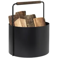 Holzkorb Ashi black - braune Eiche