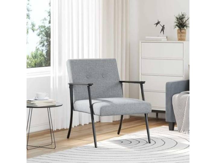 Sessel, hellgrau, aus Samt-Stoff, mit Rahmen aus Sperrholz und Stahl Schaumstoffpolsterung, ergonomisches Design, einfache Pflege, weicher Stoff, zeitlos
