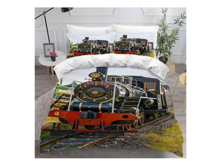 LuxusKollektion Kinderbettwäsche Bettwäsche 135x200 Retro Dampfwagen 3D Mikrofaser