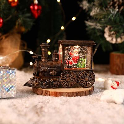 ilyeco Christmas Gift, Crystal Ball Ornaments, Christmas Eve Train Box, Water Filled Souvenirs, Holiday Party Decorations bronze Color Santa
