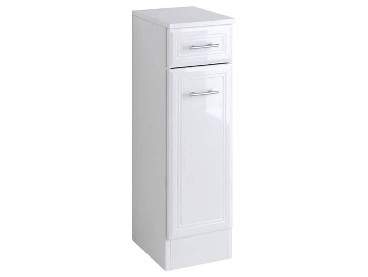 Unterschrank WELLTIME Neapel , weiss (weiß), B:25cm H:84cm T:35cm, Holzwerkstoff, MDF, Schränke, Unterschrank, Breite 25 cm, mit Hochglanzfronten und eleganter Fräsung