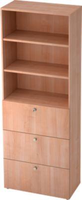 Kombischrank TOPAS LINE, 6 Ordnerhöhen, Regal und Hängeregistratur, Nußbaum-Dekor/Nußbaum-Dekor