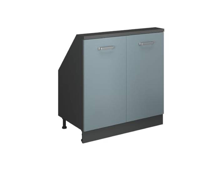 Vicco Dachschrägenschrank Rion , Blau-Grau/Anthrazit mit 2 Türen Robuste Front · Tiefe 46 cm · Höhenverst. Füße · Metallgriffe · Für verschiedene Dachneigungen