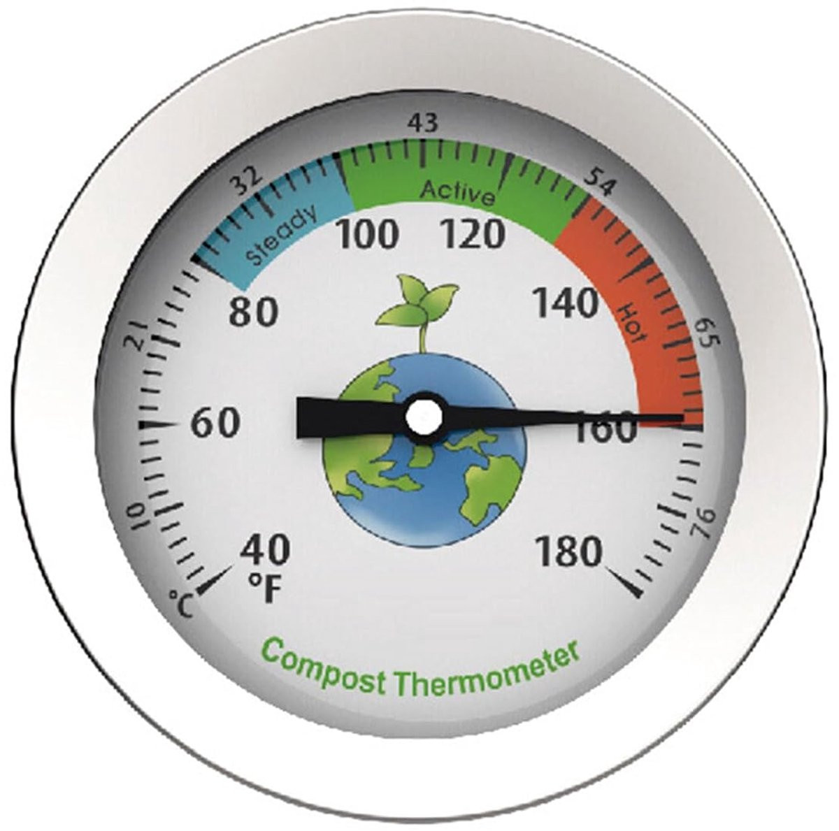 Bodemthermometer voor compost en grond, zilver, lengte: 50 cm