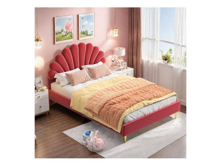 LuxusKollektion Polsterbett Polsterbett 140x200 Bordeaux Mädchen