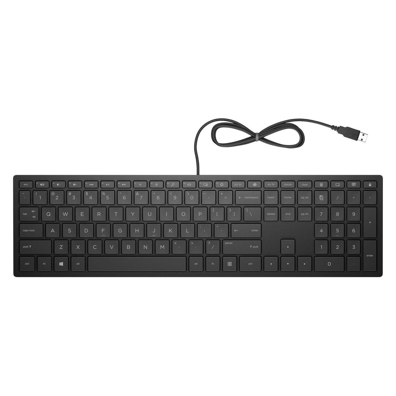 HP Pavilion 300 - Tastatur - USB - Cheddar Black (Eng. Int., Kabelgebunden) (4CE96AA#ABZ)