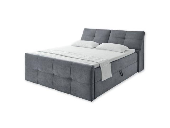 MöbisandMore Boxspringbett 180x200 cm mit Bettkasten/Stauraum Uran - Härtegrad bis 130 KG 9-Zonen-Tonnentaschenfederkern Deluxe Matratze Komfort Topper 6 cm