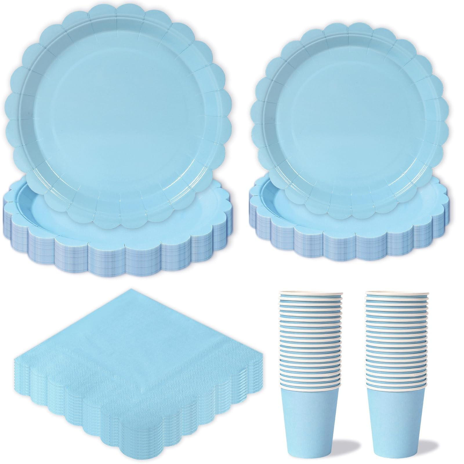 96 Stuks Disposable Tafelset voor 24 Gasten in Blauw