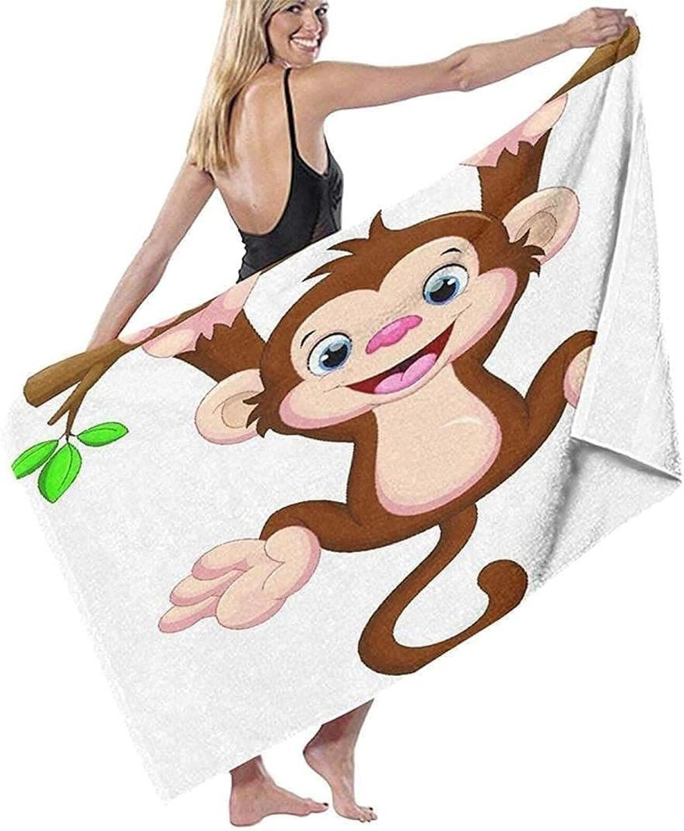 Badhanddoek en strandhanddoek met Cartoon Kleine Aap, 130 x 80 cm