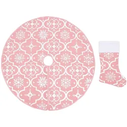 vidaXL Luxus-Weihnachtsbaumdecke mit Socke Rosa 90 cm Stoff
