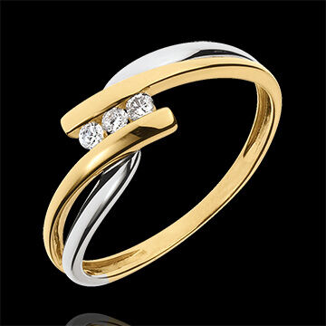 Edenly Trilogie Ring Kostbarer Kokon - Tango - WeiÃŸ-und Gelbgold - 3 Diamanten