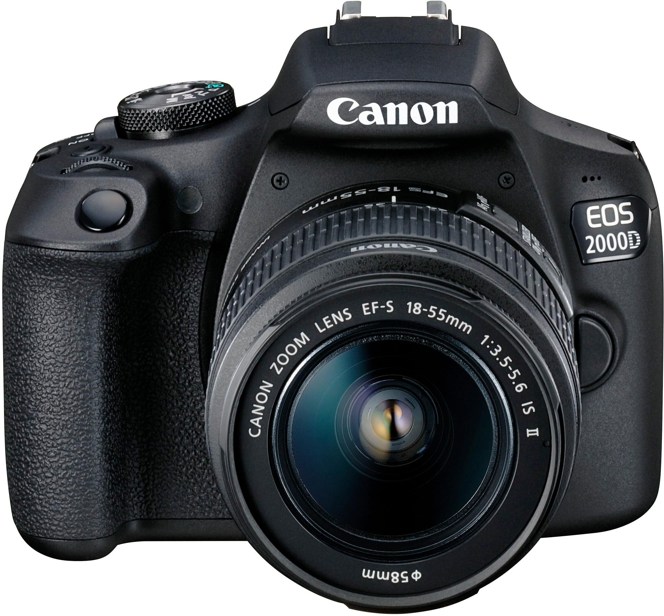 Canon Spiegelreflexkamera "EOS 2000D Kit", schwarz, B:12,9cm H:10,13cm T:7,76cm, Fotokameras, inkl. EF-S 18-55 IS II Objektiv, Spiegelreflexkamera schwarz Einheitsgröße
