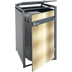 1er Mülltonnenverkleidung MCW-J82, Mülltonnenbox, erweiterbar, Metall 32kg, anthrazit ~ gold