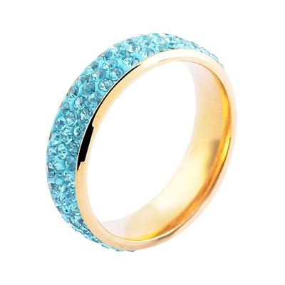 Fingerring AKZENT "aus Edelstahl mit Kristallbesatz" Gr. 52, gold (goldfarbig), Fingerringe, Damen, 52, Edelstahl, Fingerring