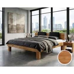 BlackWood »Buona Vita I« Wildeiche Massivholzbett 100x200 cm / Wildeiche natur