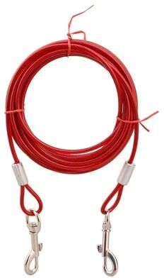 Uplift Essentials Professional Heavy Duty Double Ended Steel Wire Tie Out Cable red m
