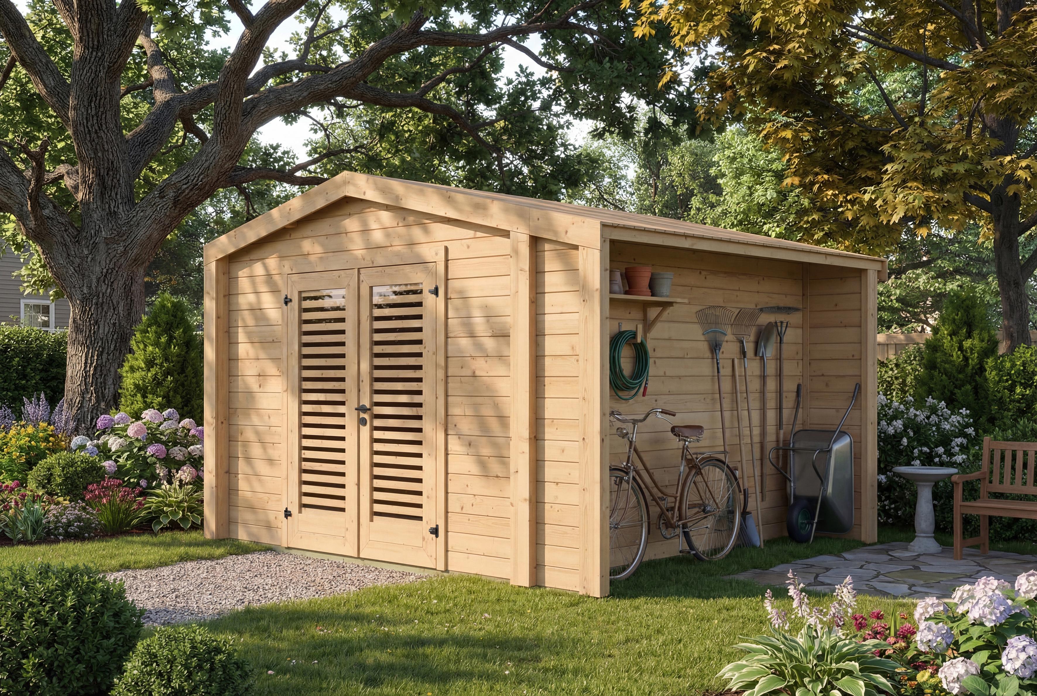 Gartenhaus Killarney, 350x300cm, Naturbelassen, 28mm
