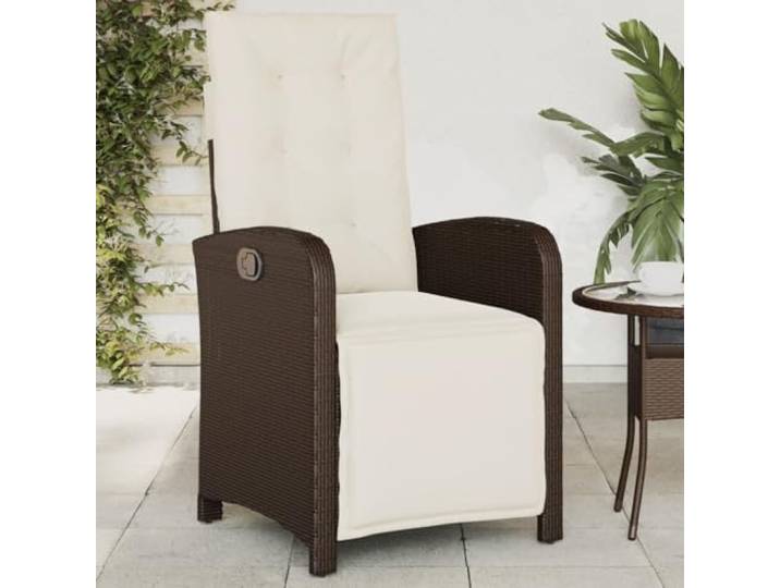 ZQQLVOO Gartensessel mit Fußteil Verstellbar Braun Poly Rattan Verstellbarer Liegesessel, PE Rattan, Stahlrahmen, waschbare Kissenbezüge, Outdoor