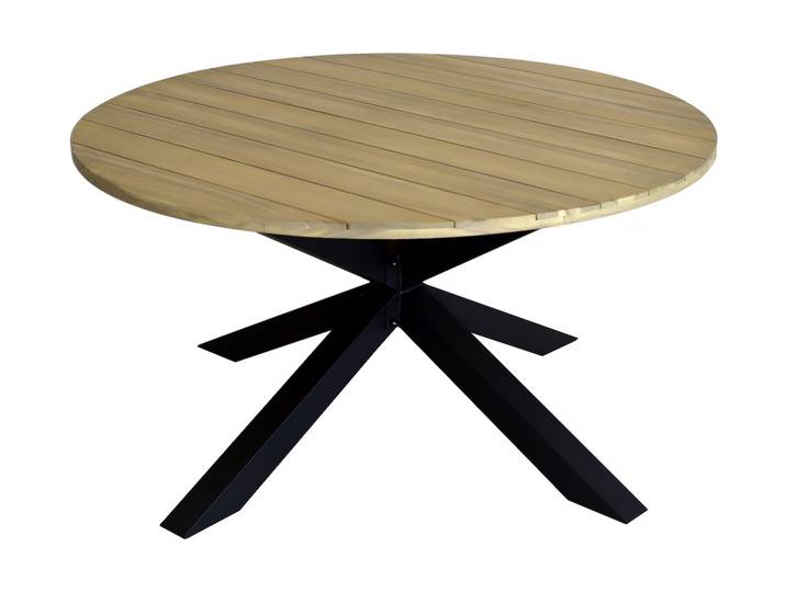 Proloisirs Table Ronde De Jardin En Aluminium Et Acacia Fsc - Oriane Ø140 - Coloris Graphite Et Acacia