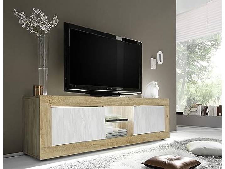 TV-Board >Belinda< in Eiche Cadiz/Weiss - 181x56x43cm (BxHxT)