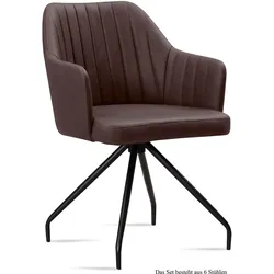 ARMLEHNSTUHL (6er-Set) Dinara 58x81x60 Schwarz/Braun