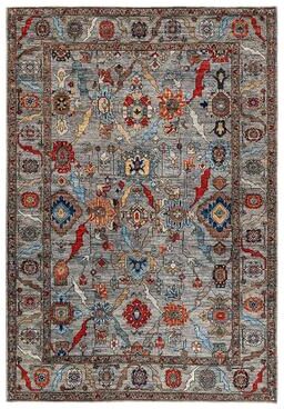 Overton "Hand Knotted Traditional Tribal Wool Gray Area Rug - 6' 3"" x 9' 0"""