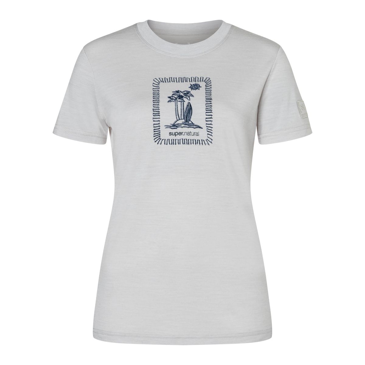 Super.Natural W Palm Island BIO J Tee white stone melange/blueberry (14E) M SNWS0300214EM