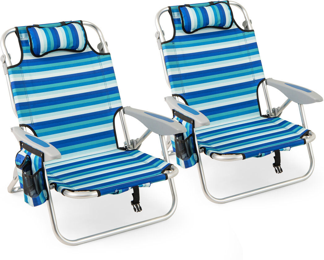 Dakota Fields Folding Beach Chair Blue 80cm H X 62cm W X 80cm D