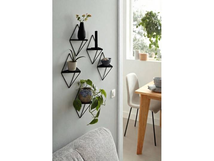 Deko-Wandregal OTTO HOME Rauten Rudel in modernen, dezenten Farbkombinationen , schwarz (schwarz, schwarz), B:16,5cm H:24cm T:10cm, MDF, Metall, Regale, Deko-Wandregal, Dekoregal, Wanddeko, aus Metall und MDF, 5tlg.Set